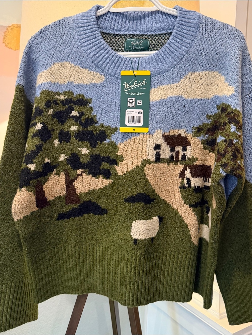 Woolrich Women’s Scenic Crewneck Sweater - Blue & Green